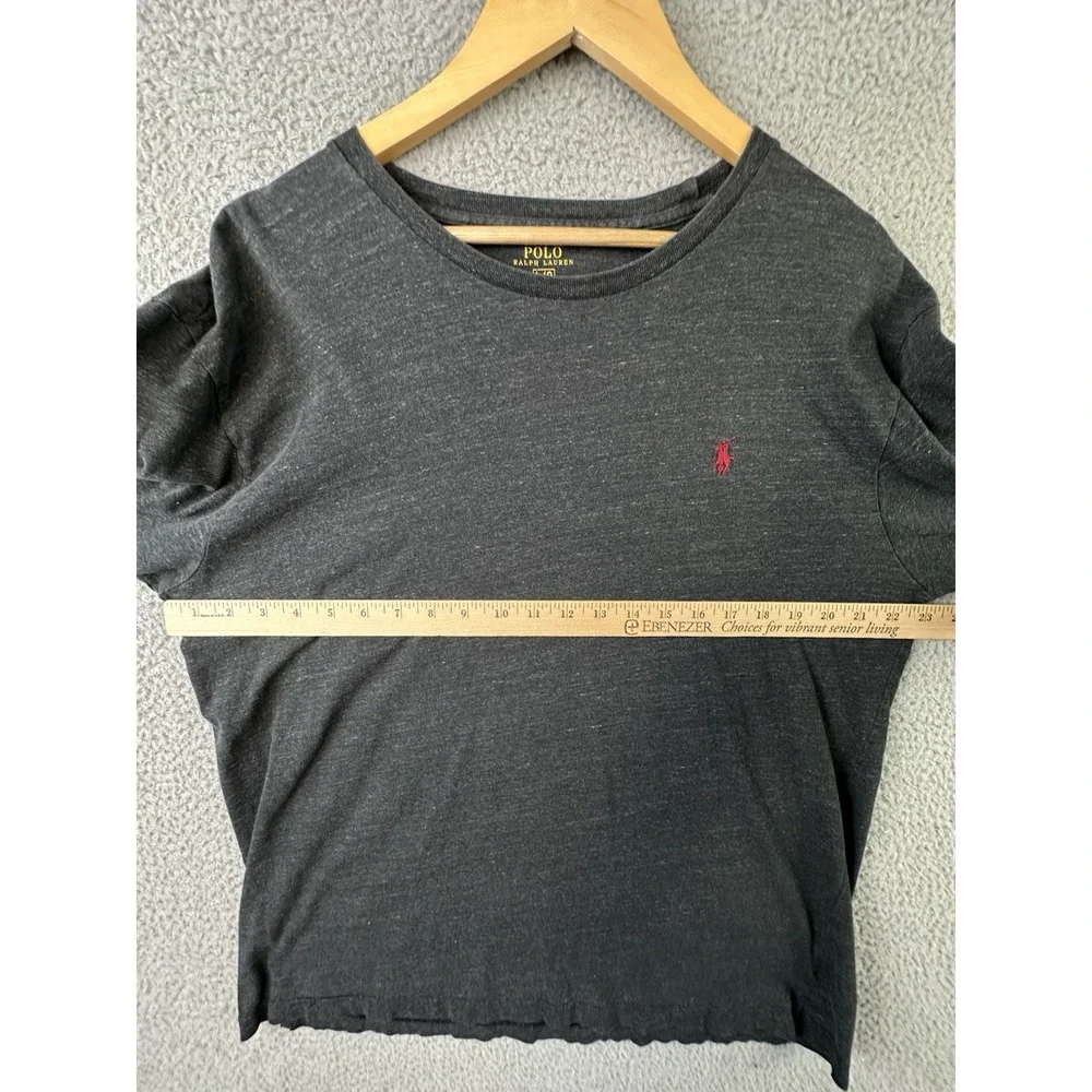 Polo Ralph Lauren T Shirt Men Large Gray L/S Crew Neck Red Pony Casual Classic